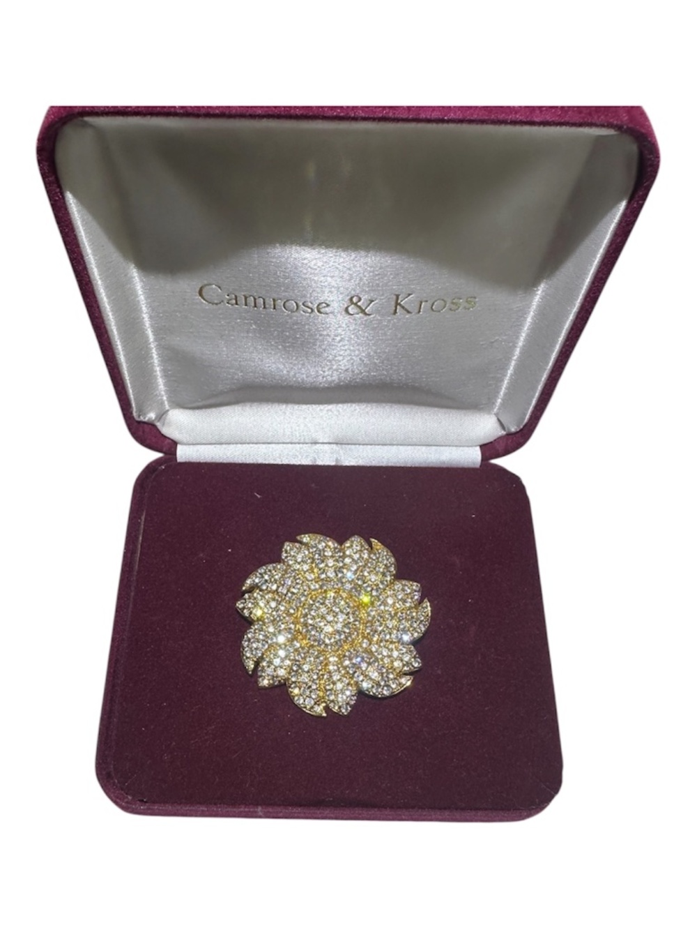 Vintage Camrose & Kross JBK Jacqueline Kennedy Crystal Flower Brooch Pin w/ Box